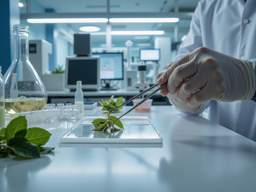 Professional quality control inspection process with technicians using testing equipment and measuring instruments, clean laboratory environment